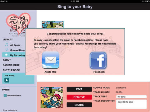 Sing to Your Baby App iPad